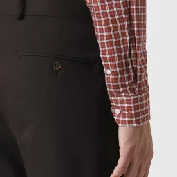 Van Heusen Red Cotton Slim Fit Checks Shirt image 5