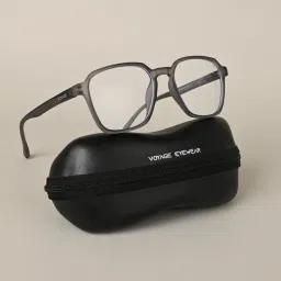 Voyage Grey Square Eyeglasses for Men & Women (53) image 3