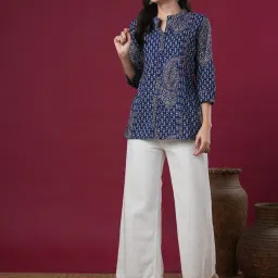 Fashor Blue Pure Cotton Printed Kurti image 5