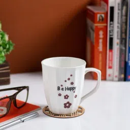 JCPL Be A Happy Printed White Ceramic Coffee Mugs - Set Of 2 (390 ml each)-picture-28