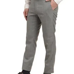 Turtle Grey Slim Fit Chequered Trousers image 3