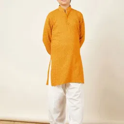 AJ Dezines Kids Yellow Embellished Full Sleeves Kurta with Salwar-image-65