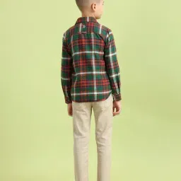 U.S. Polo Assn. Boys Green Cotton Chequered Shirt image 2