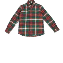 U.S. Polo Assn. Boys Green Cotton Chequered Shirt image 5