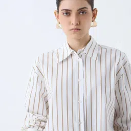 Wardrobe by Westside White Striped Shirt image 4
