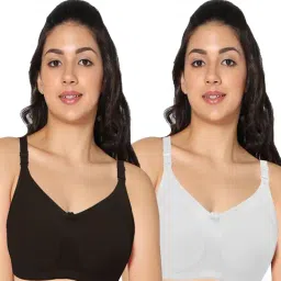 IN CARE Black & White Non-Wired Full Coverage T-Shirt Bra - Pack of 2-picture-26