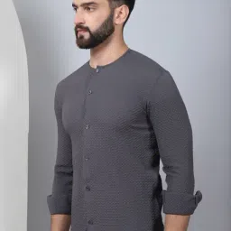 Indian Needle Grey Regular Fit Self Pattern Shirt-image-43