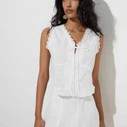 LOV by Westside White Floral Embroidered Cotton-Blend Top-picture-40