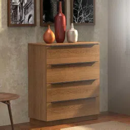 Madesa Brown Engineered Wood Chest of Drawer-image-2