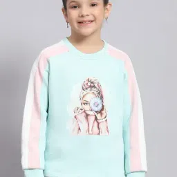 Monte Carlo Girls Blue Printed Round Neck Cotton Blend Sweatshirt-picture-30