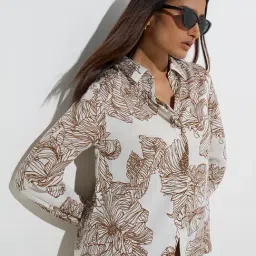 Wardrobe by Westside Brown Floral Patterned Shirt-picture-47