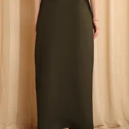 NEUDIS Olive Cotton Ankle Length Skirt image 2