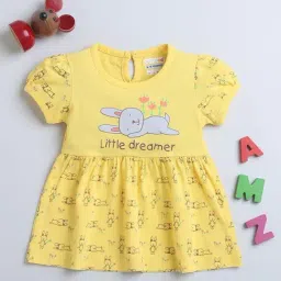 Bumzee Kids Yellow Cotton Printed Frock-image-26