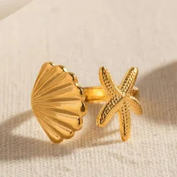 DIMPLERY 18K Gold Plated Stainless Steel Sea Vibe Finger Ring-picture-12