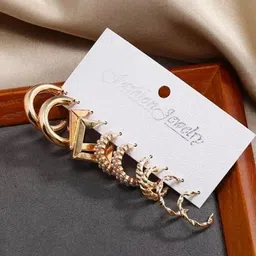 Vembley Set of 5 Gold-Plated Alloy Pearls Contemporary Earrings image 5