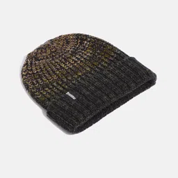 Roadster Unisex Black & Yellow Self Design Beanie image 3