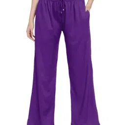 PATRORNA Purple Loose Fit Mid Rise Palazzos-picture-20