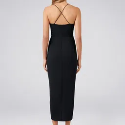 Forever New Women Black Solid Wrap Tulip Dress image 2
