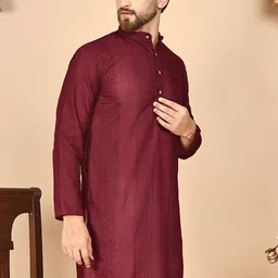 Anouk Men Geometric Embroidered Chikankari Kurta image 3