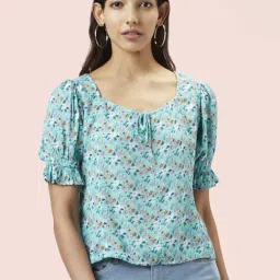 People by Pantaloons Blue Printed Top-picture-19
