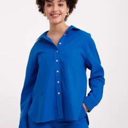 Fablestreet Blue Linen Relaxed Fit Shirt-picture-48