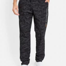 Octave Black Cotton Regular Fit Camouflage Trackpants-picture-13
