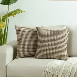 House This Karakoram Dark Brown Cotton Modern Cushion Cover - Set of 2-picture-15