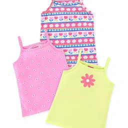 Babyhug 100% Cotton Single Jersey Knit Sleeveless Slips Stripes & Bear Print Pack Of 3 - Multicolor-image-64