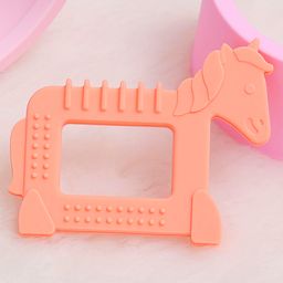 R for Rabbit Silicone Teether Horse Shape - Orange-picture-22