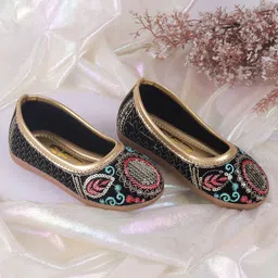 SHOES FOR JUNIORS Paisley Embroidered & Sequins Embellished Ballerinas - Gold-picture-16