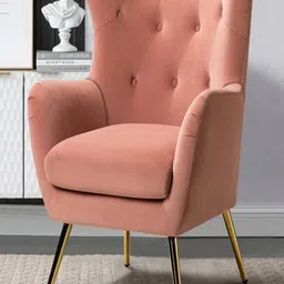 DOE BUCK Pink Tufted Winged Back Lounge Chair-picture-27