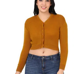 FEMULA Women Brown Woolen Crop Top-image-23