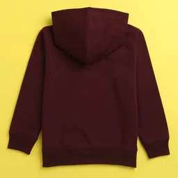 NUSYL Full Sleeves Lets Go Play Text With Football & Volleyball Printed Hooded Sweatshirt - Maroon image 3