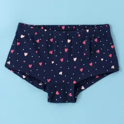 Honeyhap Premium Cotton Elastane Single Jersey Knit Hipster Panties with Stripes & Hearts Print Pack of 5 - Andango Pink Navy Peony & Popcorn & Bright White image 2