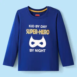 Babyhug Cotton Knit Full Sleeves Striped Night Suits with Text Print Pack of 2 - Navy Blue & White image 2