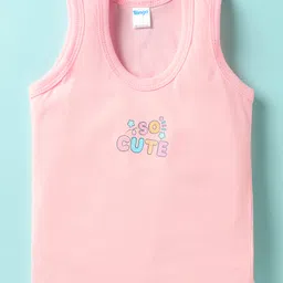 Tango Single Jersey Knit Text Printed Vest & Knee Length Shorts - Pink image 2