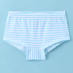 Honeyhap Premium Cotton Elastane Single Jersey Knit Hipster Panties with Stripes & Hearts Print Pack of 5 - Andango Pink Navy Peony & Popcorn & Bright White image 4