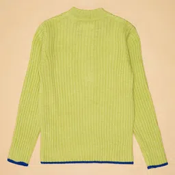 Pantaloons Junior Full Sleeves Typography Patch Embroidered Sweater - Green image 4