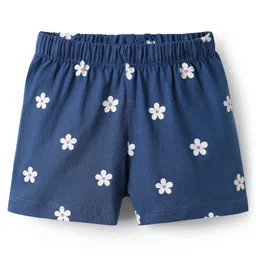 Babyhug Cotton Knit Half Sleeves Shorts Night Suit with Butterfly Print - Blue image 4