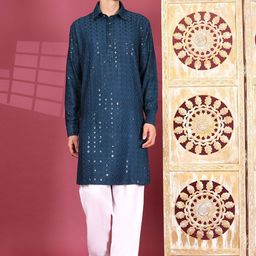 Pro-Ethic STYLE DEVELOPER Embroidered Sequinned Straight Kurta With Pyjamas-picture-7