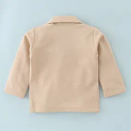 Robo Fry Knit to Woven Full Sleeves Party Suits with Cap Solid Colour-Fawn image 5