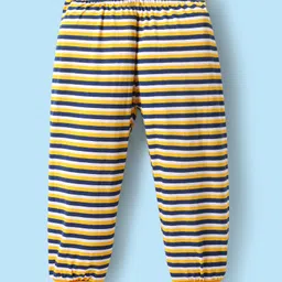 Babyhug Cotton Knit Full Sleeves Striped Night Suits with Text Print Pack of 2 - Navy Blue & White image 5