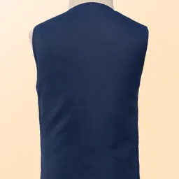 Rikidoos Full Sleeves Solid 3 Piece Party Suit Set With Bow - Navy Blue & Light Blue image 5