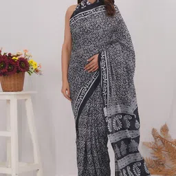 Vanedik Floral Pure Cotton Block Print Saree-picture-27