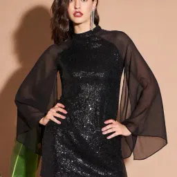 Marie Claire Black Embellished Shift Dress-image-0