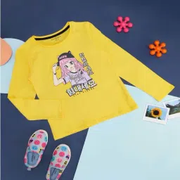 Pantaloons Junior Yellow Cotton Printed Full Sleeves T-Shirt-image-18