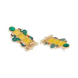 Zaveri Pearls Multicolor Meenakari Peacock Ethnic Pearls Dangler Earring image 5