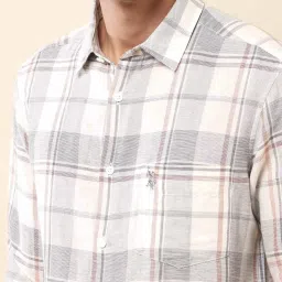 U.S. Polo Assn. Grey Linen Regular Fit Checks Shirt image 5