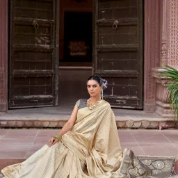 Elora Cream Woven Saree image 5