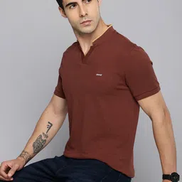 Levis Pure Cotton Henley Neck Slim Fit T-shirt-image-54